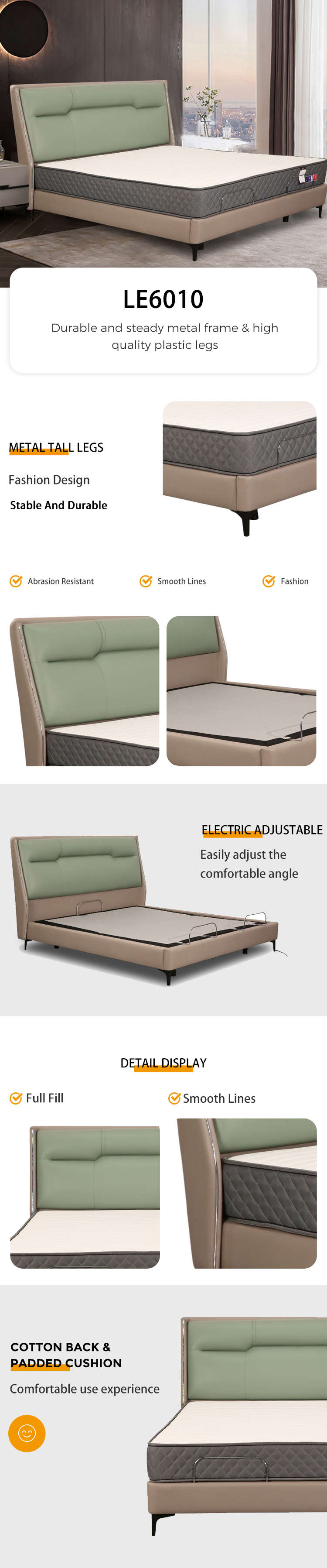 Bedroom Home Metal Frame Zero Gravity Smart Bed LE6010 Buy monica